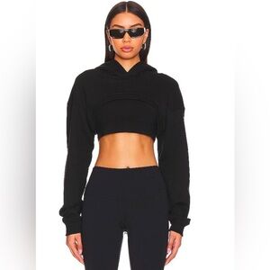 ALO YOGA—Shrug-It-Off Cropped Fleece Hoodie black medium